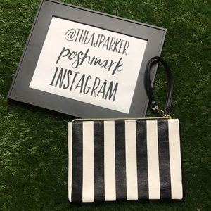 Betsey Johnson Striped Black White Wristlet Bag